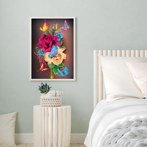 Flowers And Butterflies 30*40CM(Canvas) Partial Special Shaped Drill Diamond Painting
