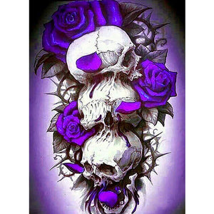 Purple Rose Skull 30*40CM(Canvas) Full Square Drill Diamond Painting