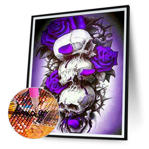 Purple Rose Skull 30*40CM(Canvas) Full Square Drill Diamond Painting
