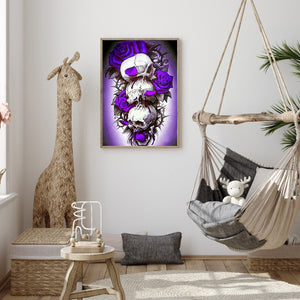Purple Rose Skull 30*40CM(Canvas) Full Square Drill Diamond Painting