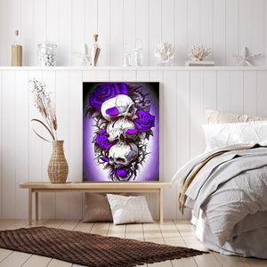 Purple Rose Skull 30*40CM(Canvas) Full Square Drill Diamond Painting