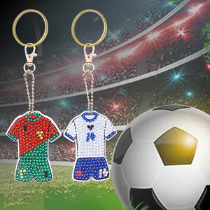 8pcs 5D Diamond Painting Kit Keychain DIY Football Uniform Shape Hanging Pendant