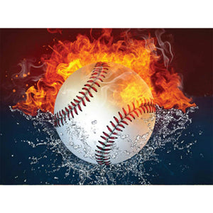 Flame Baseball 40*30CM(Canvas) Full Square Drill Diamond Painting