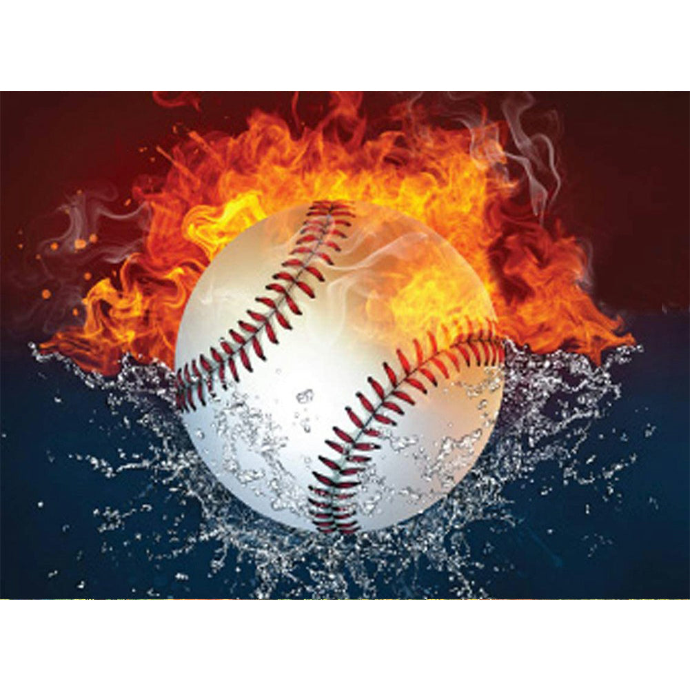 Flame Baseball 40*30CM(Canvas) Full Square Drill Diamond Painting