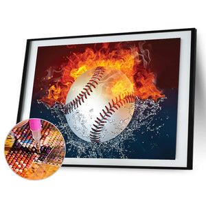 Flame Baseball 40*30CM(Canvas) Full Square Drill Diamond Painting