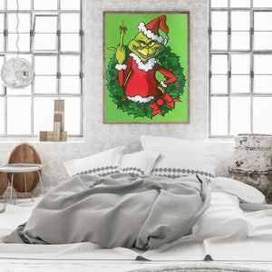 Grinch Green Hairy Monster 30*40CM(Canvas) Full Round Drill Diamond Painting