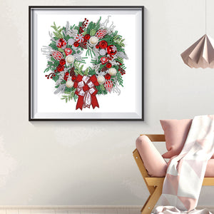 Christmas Wreath 30*30CM(Canvas) Partial Special Shaped Drill Diamond Painting