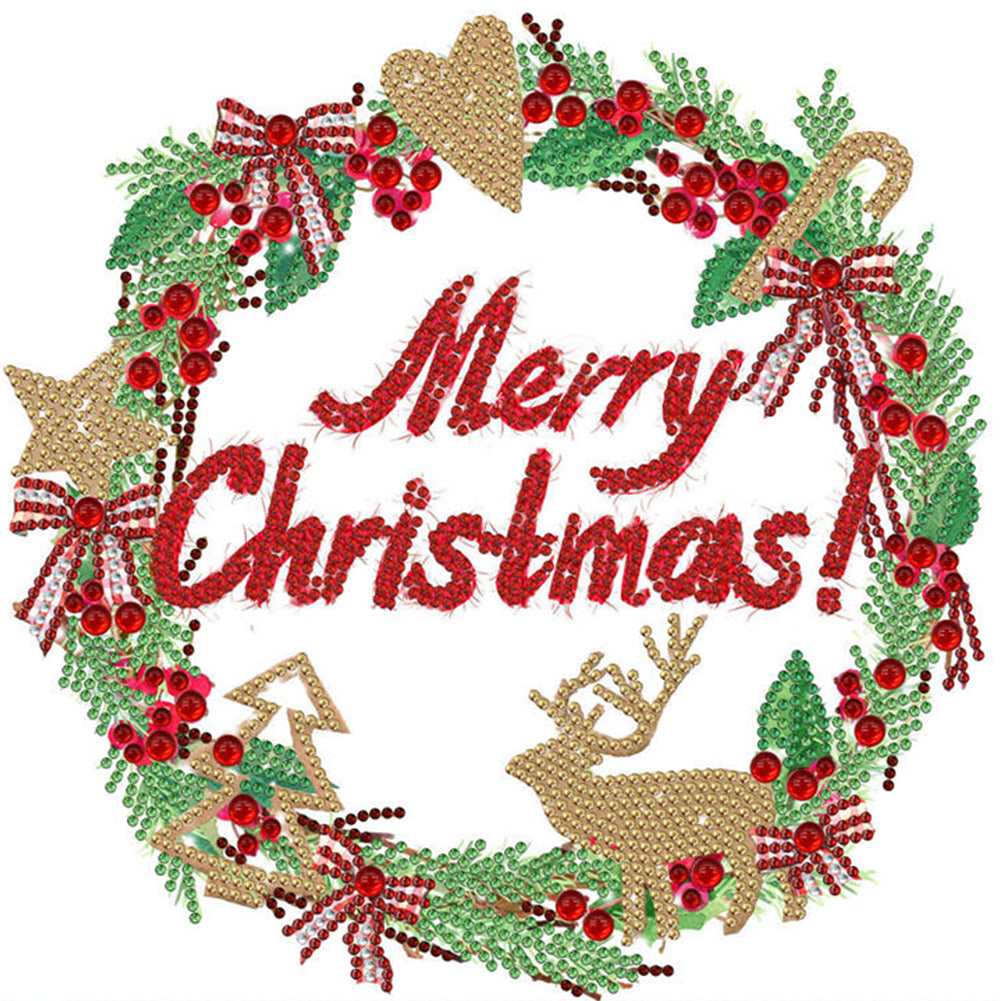 Christmas Wreath 30*30CM(Canvas) Partial Special Shaped Drill Diamond Painting
