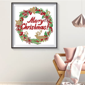 Christmas Wreath 30*30CM(Canvas) Partial Special Shaped Drill Diamond Painting