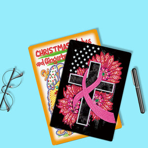 5D DIY A5 50 Pages Partial Special Shaped Drill Notebook Cross for Kids (WXB158)