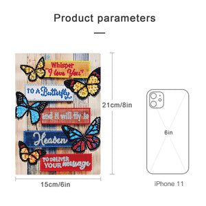 5D DIY A5 50 Pages Partial Special Shaped Drill Notebook Butterflies (WXB159)