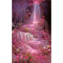 Load image into Gallery viewer, Pink Flower Waterfall 40*70CM(Canvas) Full Round Drill Diamond Painting
