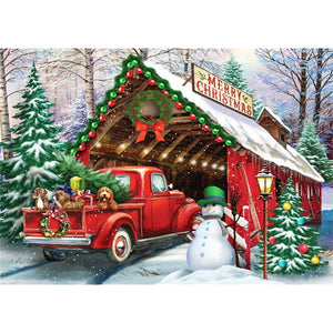 Christmas Village 40*30CM(Canvas) Full Round Drill Diamond Painting