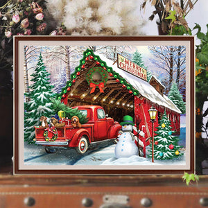 Christmas Village 40*30CM(Canvas) Full Round Drill Diamond Painting