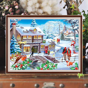 Christmas Village 40*30CM(Canvas) Full Round Drill Diamond Painting