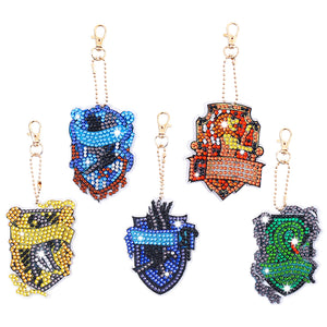 5pcs Diamonds Painting Keychains Art Crafts DIY Mosaic Key Ring for Kids Gift