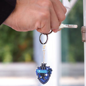 5pcs Diamonds Painting Keychains Art Crafts DIY Mosaic Key Ring for Kids Gift