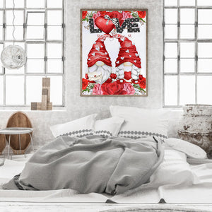 Valentine Gnome 30*40CM(Canvas) Full Round Drill Diamond Painting