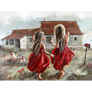 Play Children 40*30CM(Canvas) Full Round Drill Diamond Painting