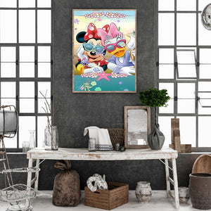 Mickey Mouse And Donald Duck 30*40CM(Canvas) Full Round Drill Diamond Painting