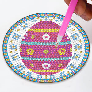 DIY Wood Coasters Set Easter Egg (BD606 6pcs 1Storage Rack Without cork mat)