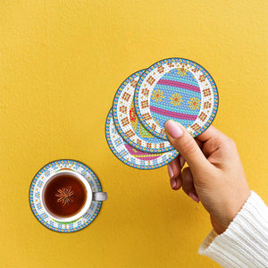 DIY Wood Coasters Set Easter Egg (BD606 6pcs 1Storage Rack Without cork mat)