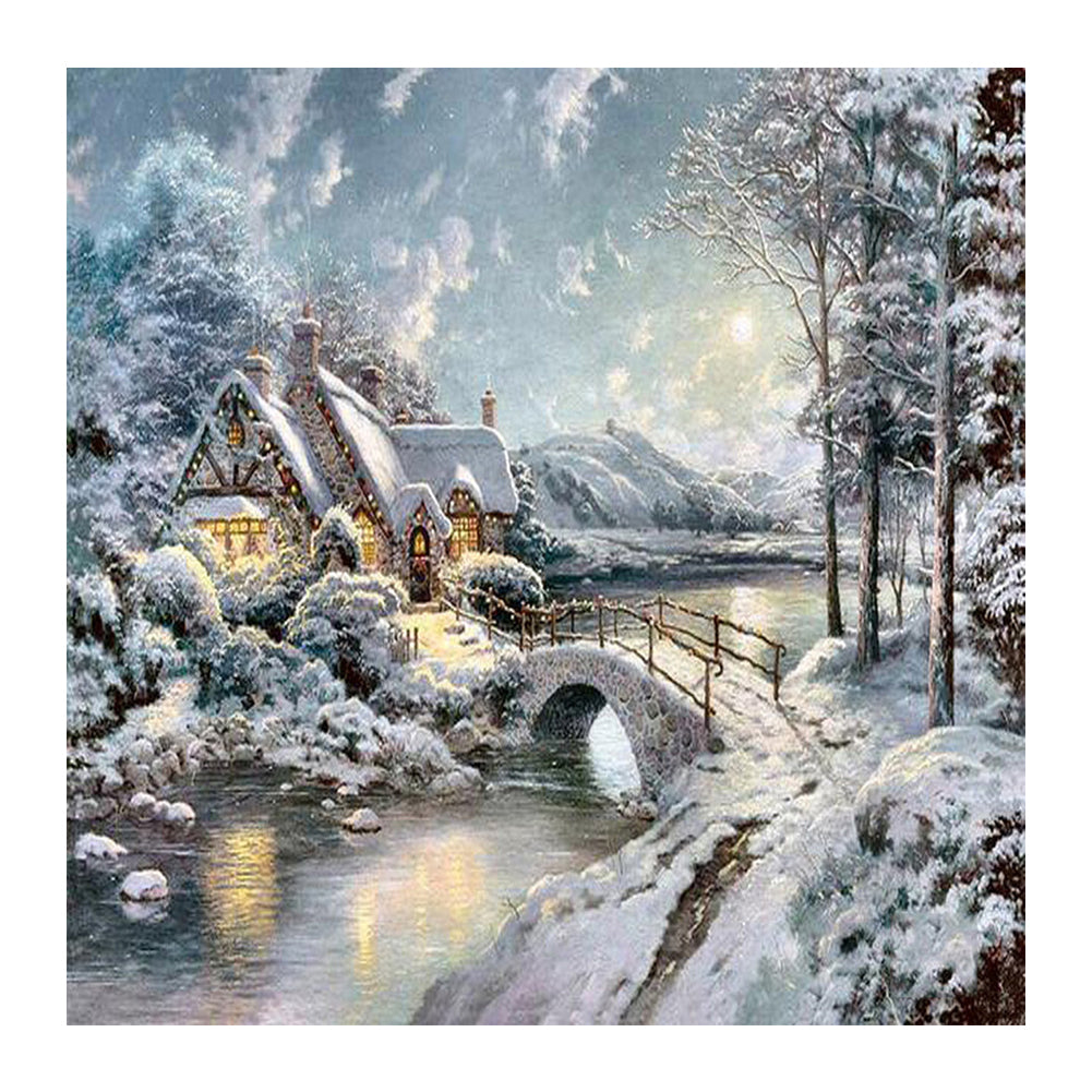 Snow House 30*30CM(Canvas) Full Square Drill Diamond Painting