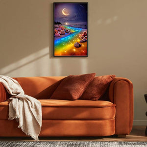 Colorful River Under The Crescent Moon 40*70CM(Canvas) Full Square Drill Diamond Painting