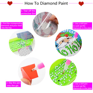 6pcs/set DIY Diamonds Painting Coaster Acrylic Cartoon Cup Mat Art Decor (BD406)