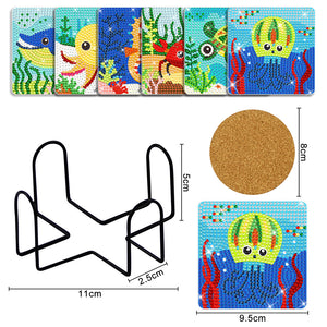6pcs/set DIY Diamonds Painting Coaster Acrylic Cartoon Cup Mat Art Decor (BD406)