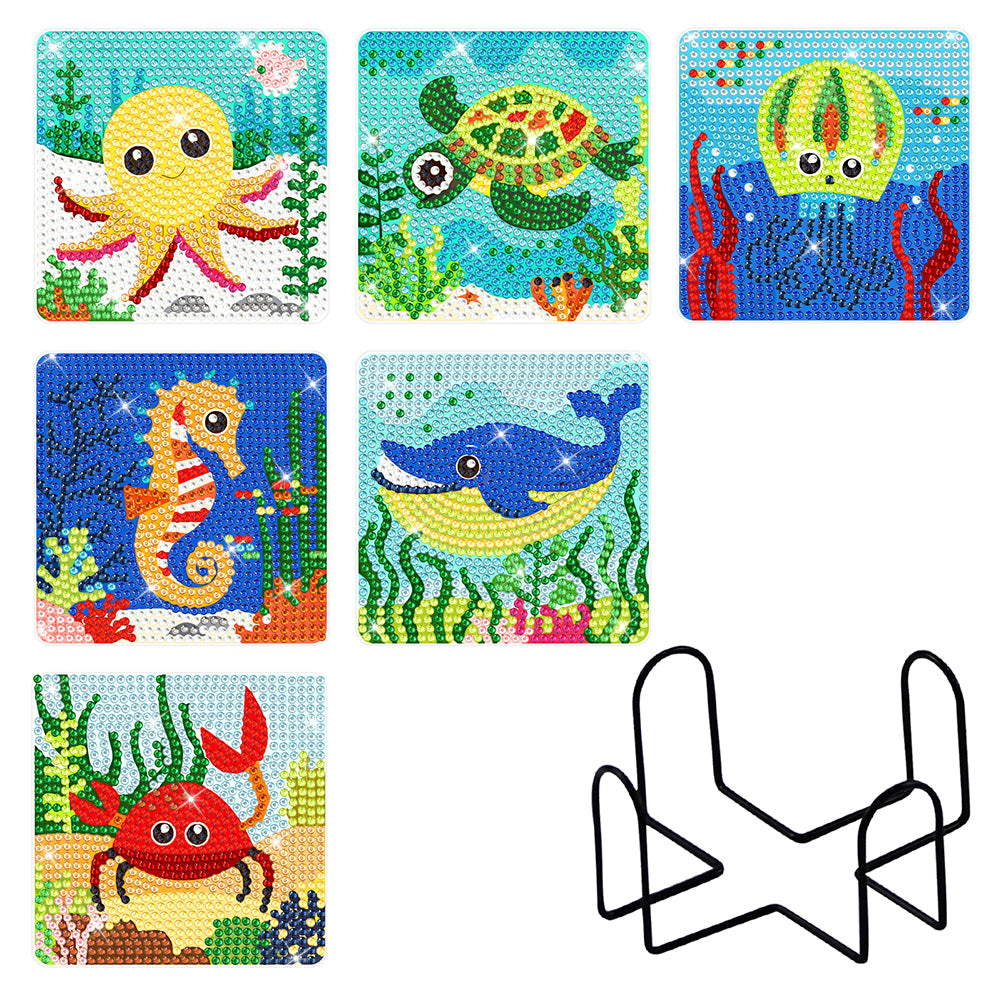 6pcs/set DIY Diamonds Painting Coaster Acrylic Cartoon Cup Mat Art Decor (BD406)