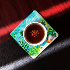 6pcs/set DIY Diamonds Painting Coaster Acrylic Cartoon Cup Mat Art Decor (BD406)