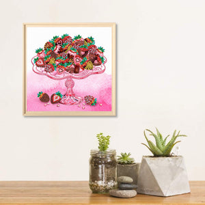 Chocolate Dessert With Strawberries 30*30CM(Canvas) Partial Special Shaped Drill Diamond Painting