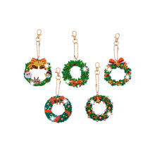 Load image into Gallery viewer, 5pcs Garland Diamonds Painting Keychain Art DIY Christmas Key Ring Decor (T-29)
