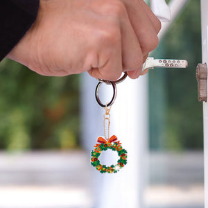 5pcs Garland Diamonds Painting Keychain Art DIY Christmas Key Ring Decor (T-29)