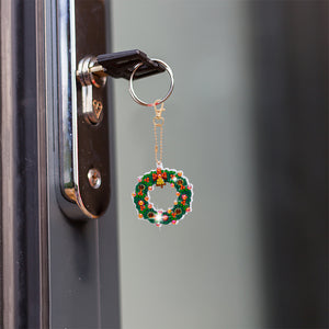 5pcs Garland Diamonds Painting Keychain Art DIY Christmas Key Ring Decor (T-29)