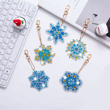 Load image into Gallery viewer, 5pcs Diamonds Painting Keychain Snowflake DIY Christmas Key Ring Decor (T-31)

