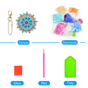 5pcs Diamonds Painting Keychain Snowflake DIY Christmas Key Ring Decor (T-31)
