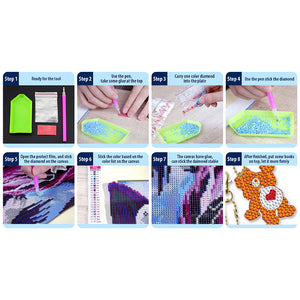 5pcs Diamonds Painting Keychain Snowflake DIY Christmas Key Ring Decor (T-31)