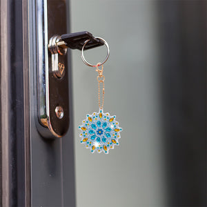 5pcs Diamonds Painting Keychain Snowflake DIY Christmas Key Ring Decor (T-31)