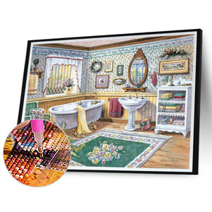 Bathroom 40*30CM(Canvas) Full Round Drill Diamond Painting