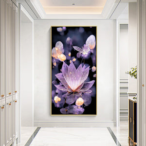 Water Drop Lotus 40*70CM(Canvas) Full Round Drill Diamond Painting