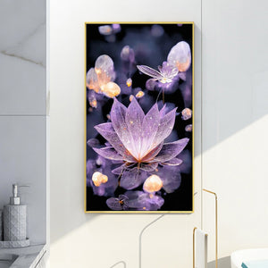 Water Drop Lotus 40*70CM(Canvas) Full Round Drill Diamond Painting