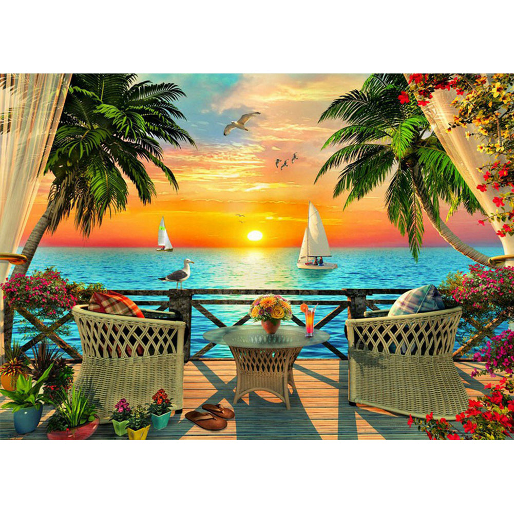 Sunset Beach 50*40CM(Canvas) Full Square Drill Diamond Painting