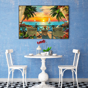 Sunset Beach 50*40CM(Canvas) Full Square Drill Diamond Painting