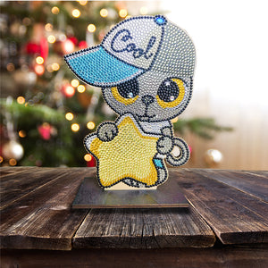 DIY Table Ornament Single Side Drill Cartoon Wooden for Kids Gift (GH013)