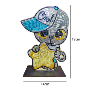 DIY Table Ornament Single Side Drill Cartoon Wooden for Kids Gift (GH013)