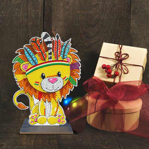 DIY Table Ornament Single Side Drill Cartoon Wooden for Kids Gift (GH017)