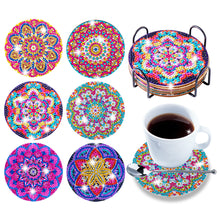 Load image into Gallery viewer, DIY Diamonds Painting Coaster Datura Wooden Cup Mat with Rack Home Decor (BD014)
