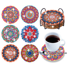 Load image into Gallery viewer, DIY Diamonds Painting Coaster Datura Wooden Cup Mat with Rack Home Decor (BD015)
